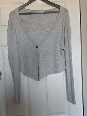 Garage Light Gray Ribbed Knit Sweater